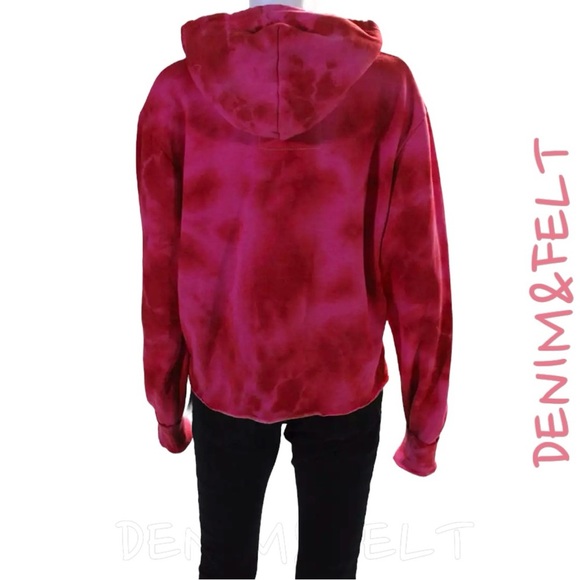 AVIATOR NATION Women’s Pink Hand Tie Dyed Cropped Hoodie/Sweatshirt/Pullover 🩷 - Picture 5 of 13